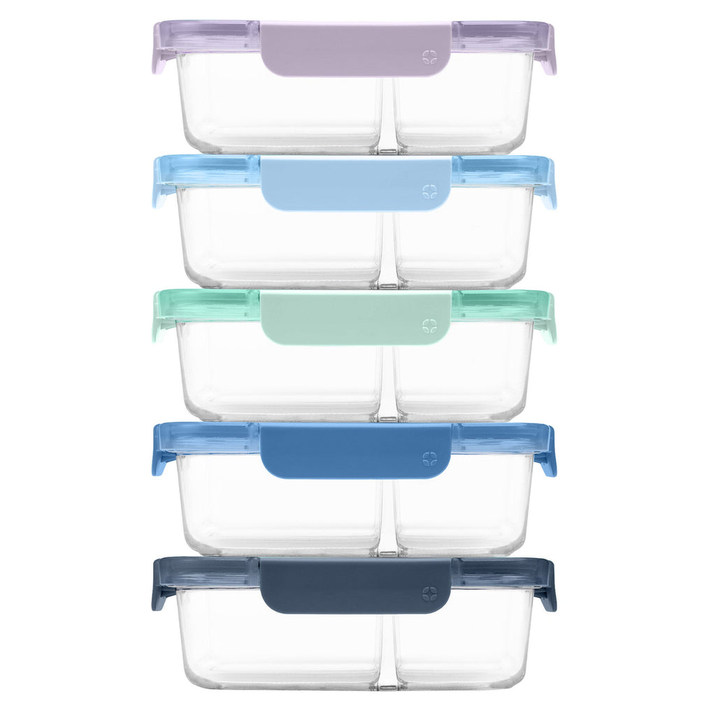 Ello Colour Lock Divided Glass Meal Prep Set, 10-pieces
