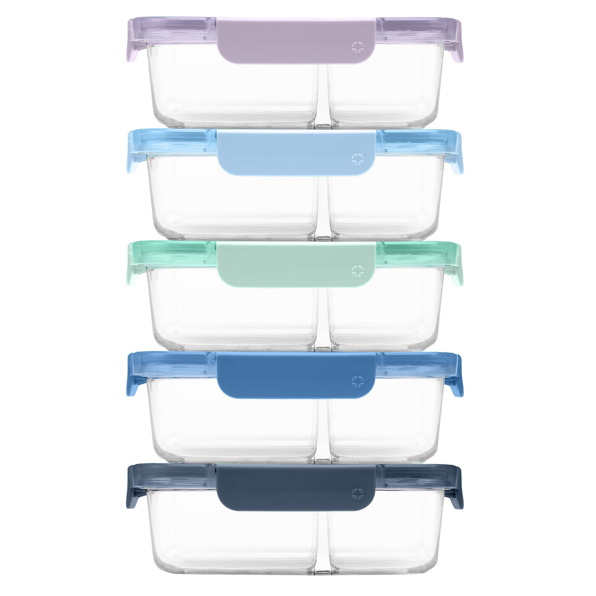 Ello Colour Lock Divided Glass Meal Prep Set, 10-pieces