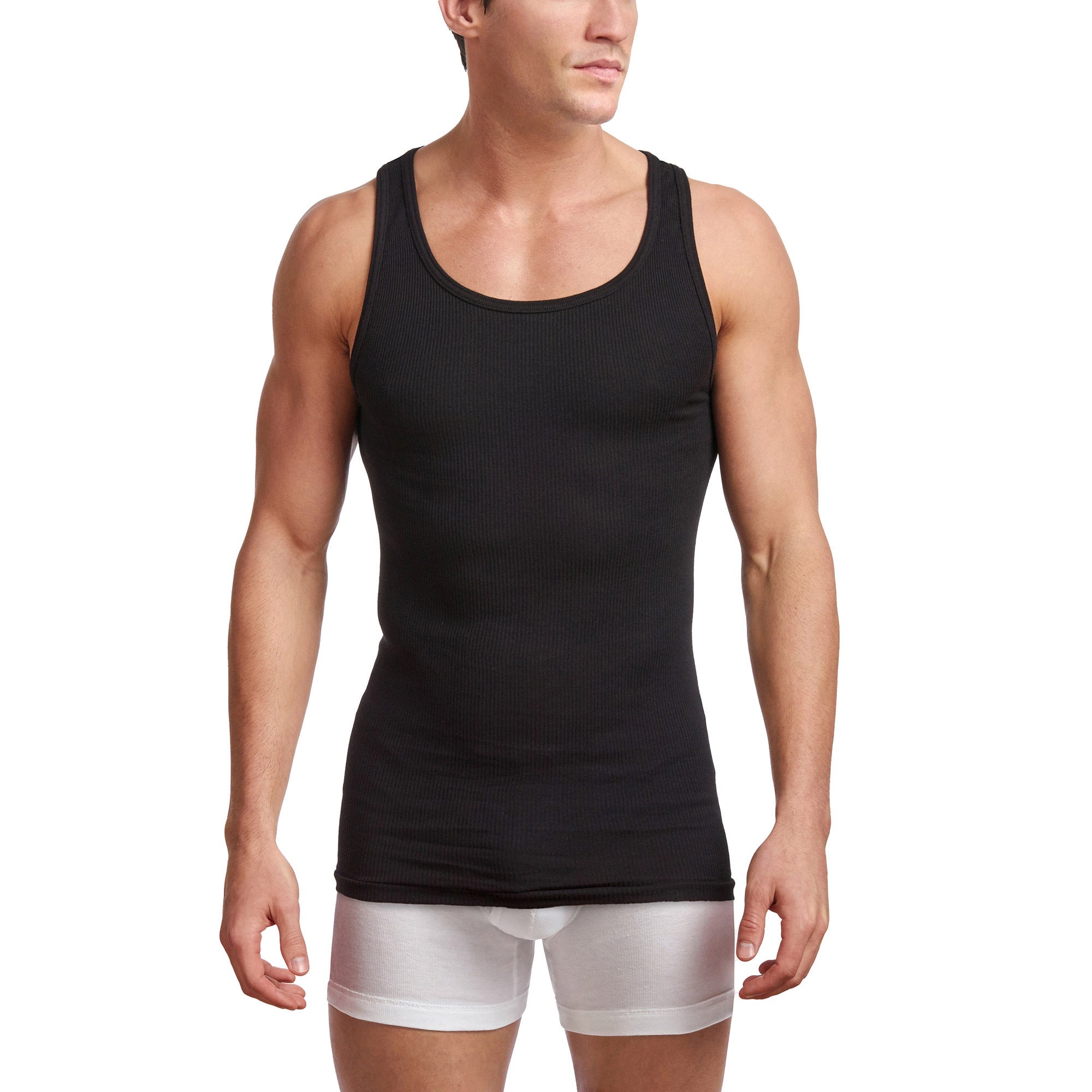 Stanfield Men's Ribbed Tank, 5-Pack, Black, Large