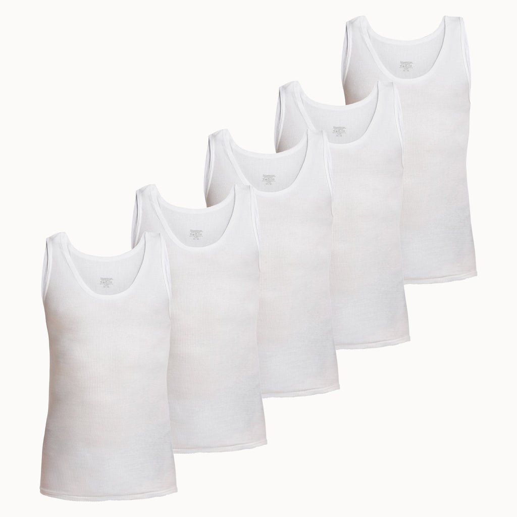 Stanfield Men's Ribbed Tank, 5-Pack, White, XX-Large