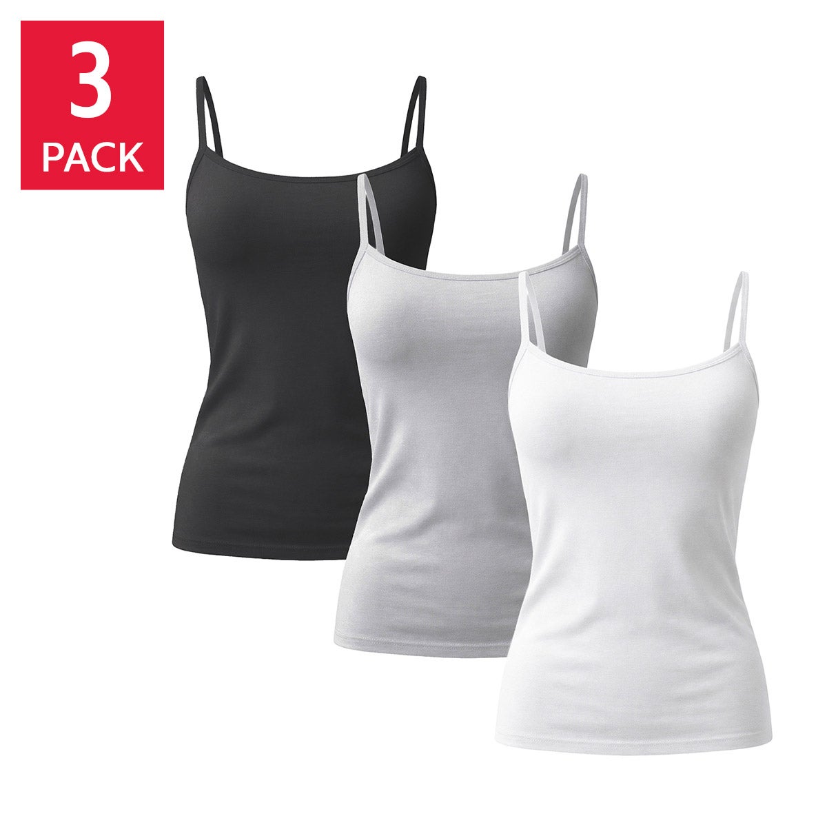 Splendid Women's Cami with Built-In Shelf Bra, 3-pack