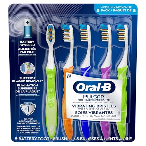 Oral-B Pulsar Pro-Health Battery Toothbrushes Vibrating Bristles (Medium 5 Pack)