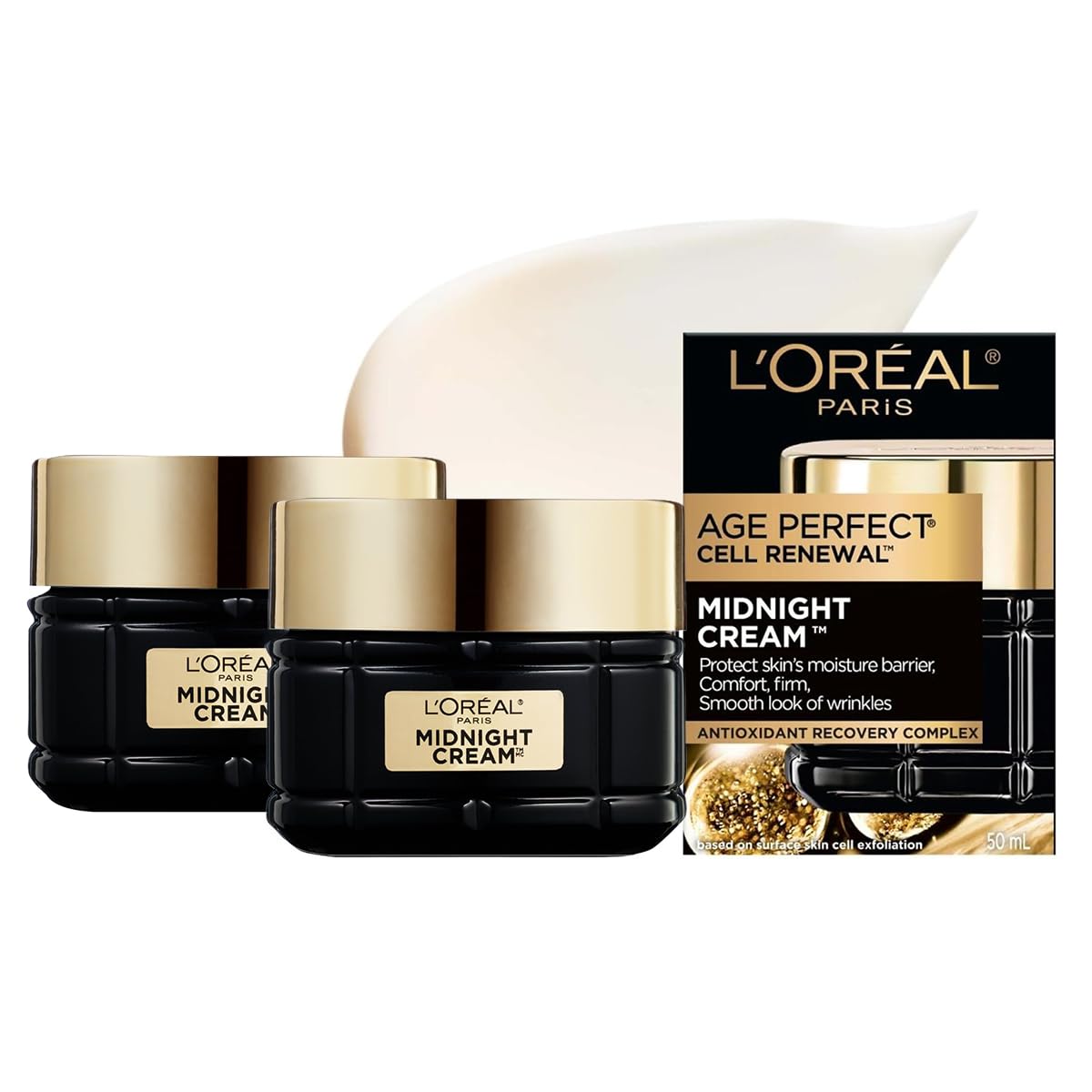 L'Oreal Paris Age Perfect Midnight Ultra-Rich Cream Deeply Moisturizes, 2 x 50 mL