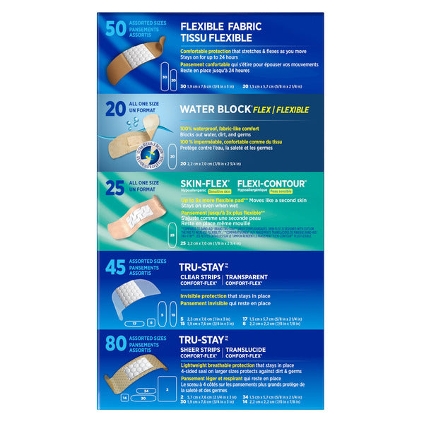 Band-Aid Flexible Fabric Adhesive Bandages, Assorted Sizes Value Pack, Small and Regular, 80 Bandages (3 Packs)